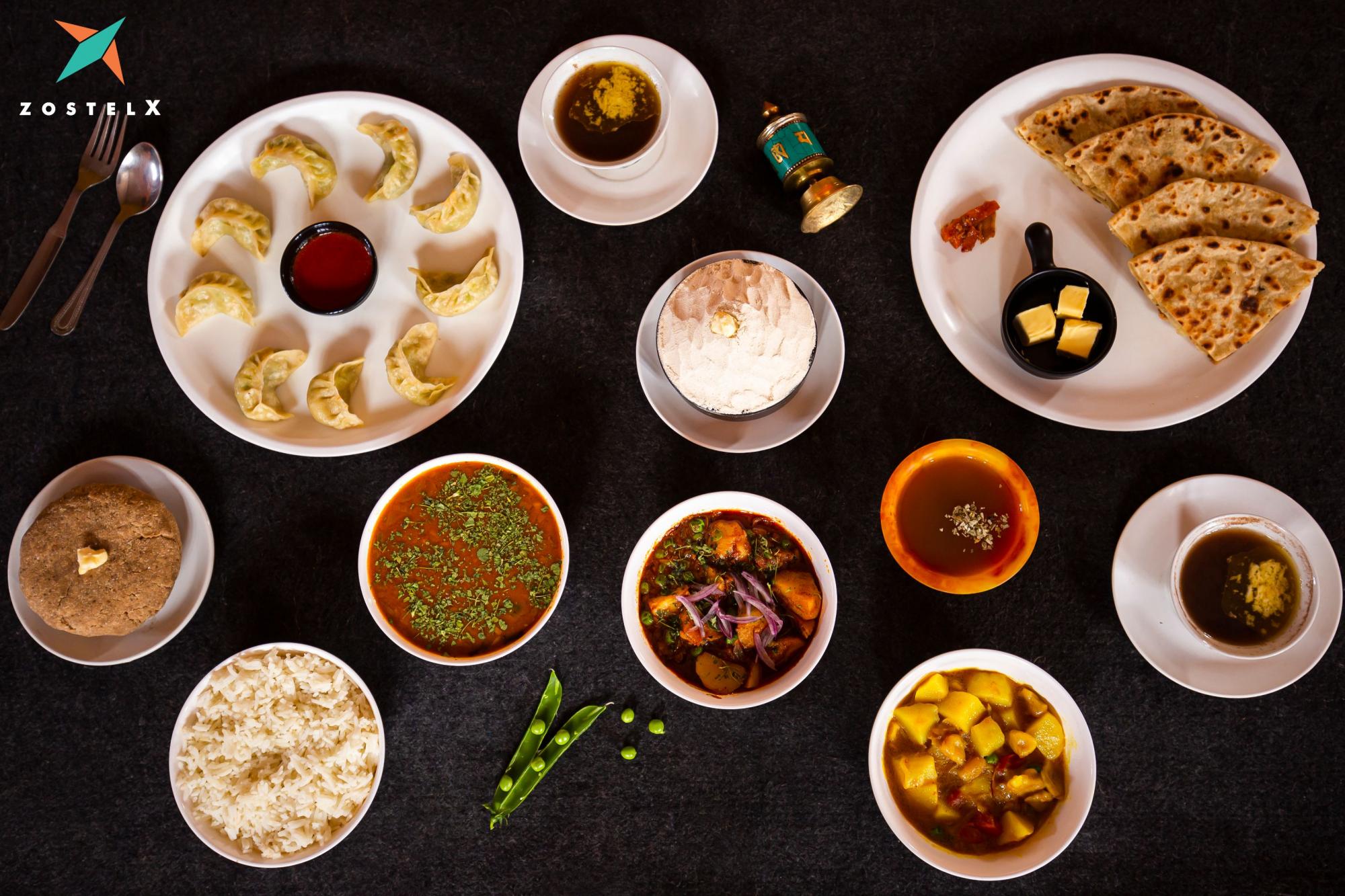 Local mountain food prepared by the in-house family.